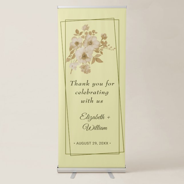 Rose Frame – Celestial Yellow Wedding Retractable Banner (Front)