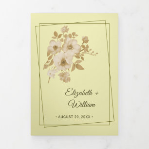 Rose Frame – Celestial Yellow Wedding Tri-Fold Programme
