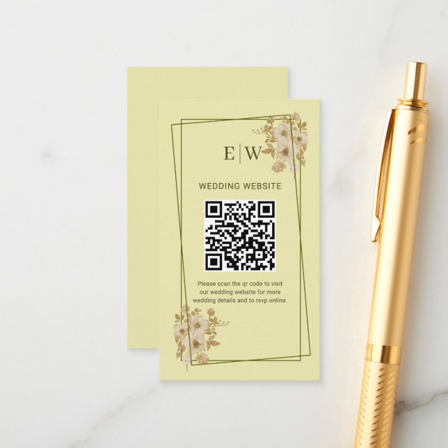 Rose Frame – Monogram Celestial Yellow Wedding Enclosure Card (Front/Back In Situ)