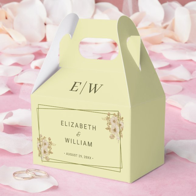 Rose Frame – Monogram Celestial Yellow Wedding Favour Box (Wedding)