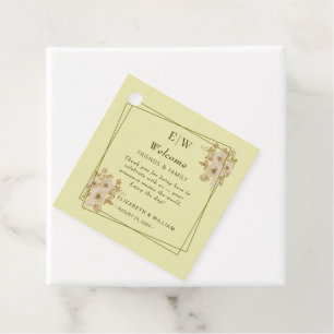 Rose Frame – Monogram Celestial Yellow Wedding Favour Tags