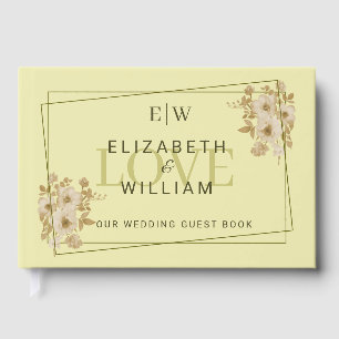 Rose Frame – Monogram Celestial Yellow Wedding Guest Book
