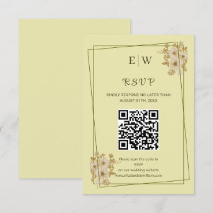 Rose Frame – Monogram Celestial Yellow Wedding RSVP Card