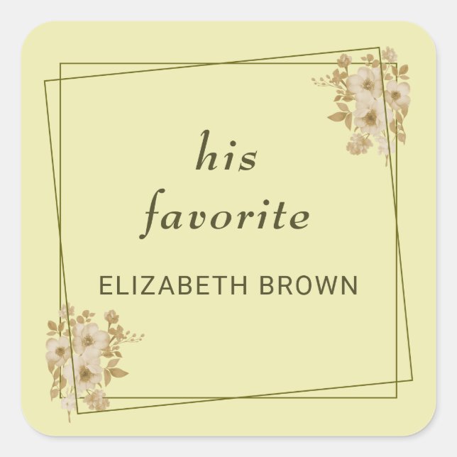 Rose Frame – Monogram Celestial Yellow Wedding Square Sticker (Front)