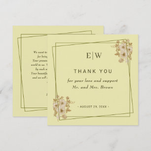 Rose Frame – Monogram Celestial Yellow Wedding Thank You Card