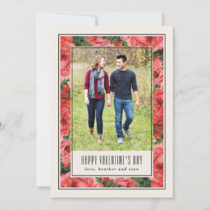 Rose Frame Valentine's Day Photo Card - Ivory