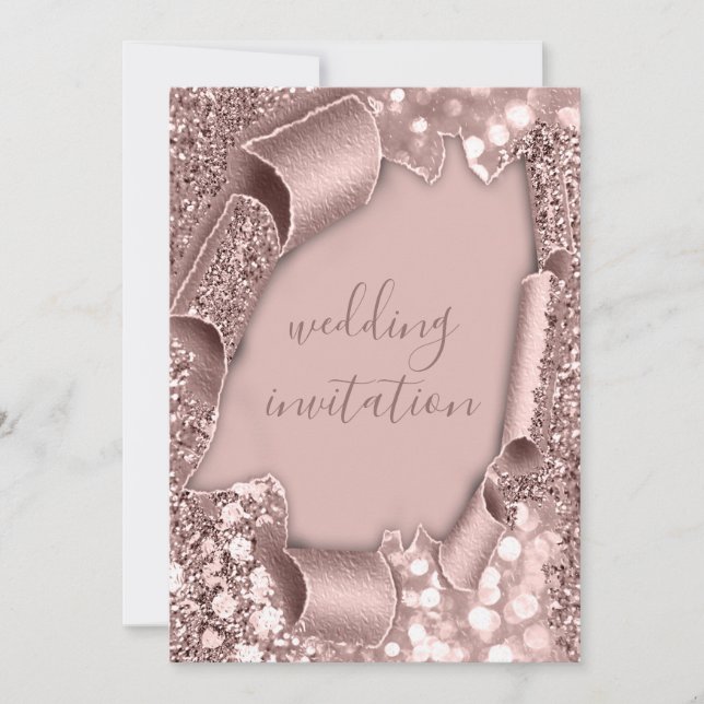 Rose Frame Wedding Glitter Bridal  Invitation (Front)