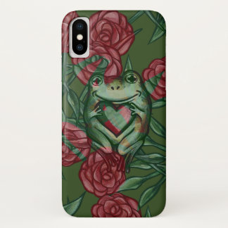 Rose Frog Roses Frogs Pattern Rosey Froggy iPhone X Case