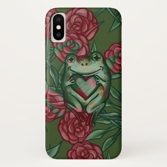 Rose Frog Roses Frogs Pattern Rosey Froggy         Case-Mate iPhone Case (Back)