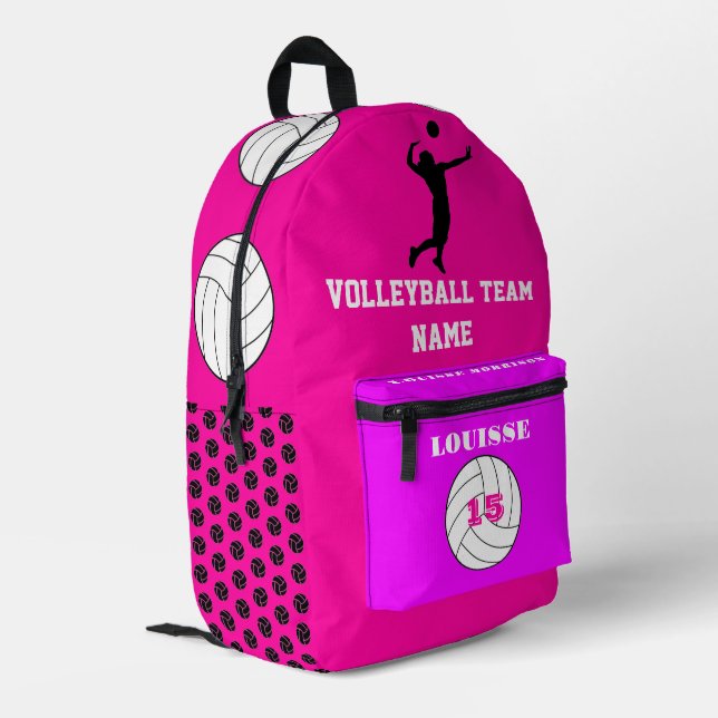 Rose fuchsia pink backpack volleyball team (Back Corner Left)