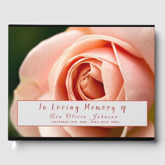 Rose Funeral Memorial Guest Book (Front)