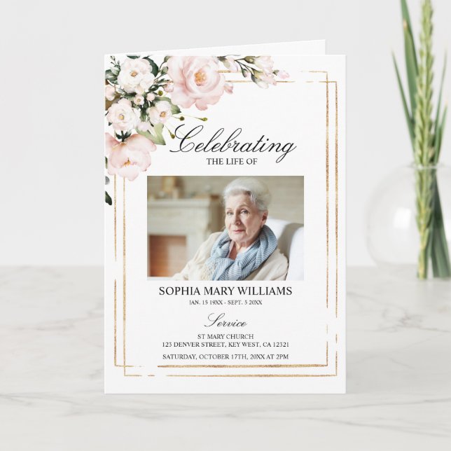 Rose Funeral Order of Service, Memorial Program Programme (Front)