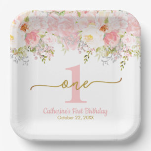 Rose Garden Baptism Personalised Paper Plates