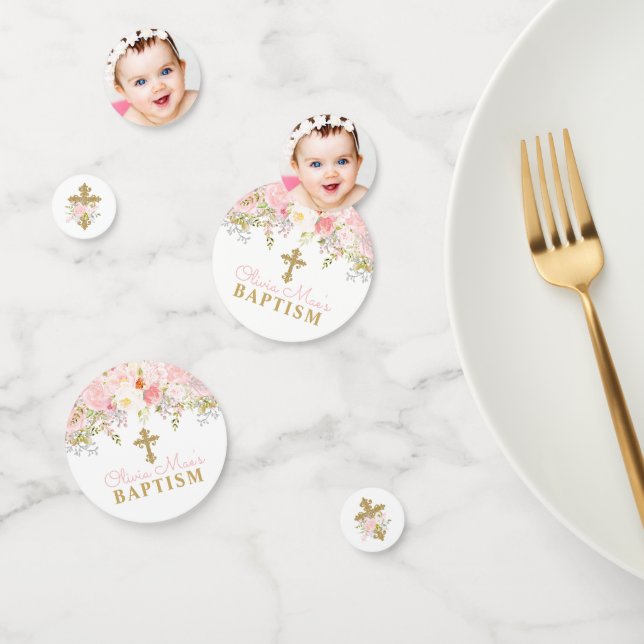 Rose Garden Baptism Personalised Table Confetti (Group)