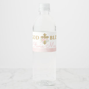 Rose Garden Baptism Water Bottle Labels