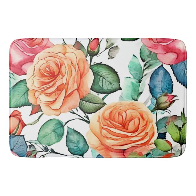 Rose Garden Bloom Design Bath Mat (Front)