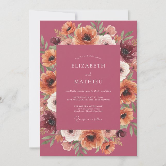 Rose Garden Bloom Wedding Invitation (Front)