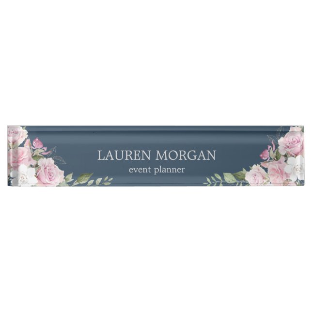 Rose Garden Blue | Desk Nameplate (Front)