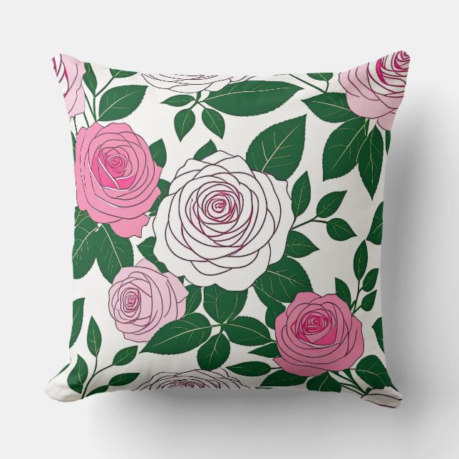 Rose Garden  Bold Line Art Cushion (Front)