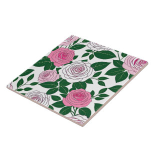 Rose Garden Bold Line Art Tile