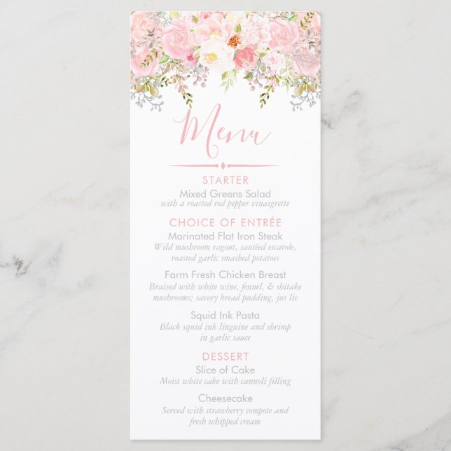 Rose Garden Bridal Shower Custom Event Menu (Front)