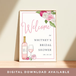Rosé Garden Bridal Shower Welcome Sign