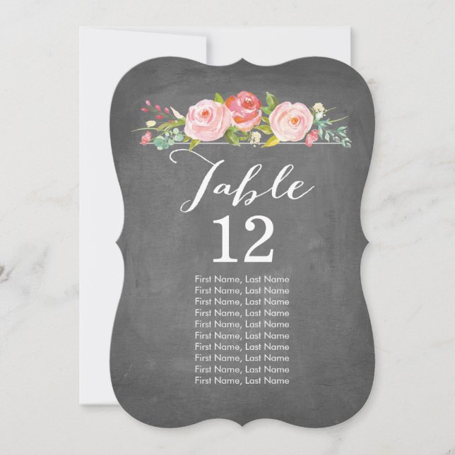 Rose Garden Chalkboard Individual Table Cards (Front)