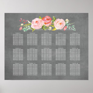 Rose Garden Chalkboard Wedding Seating Chart