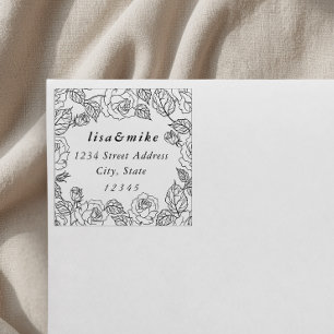 Rose Garden Couple Names Wedding Return Address Rubber Stamp