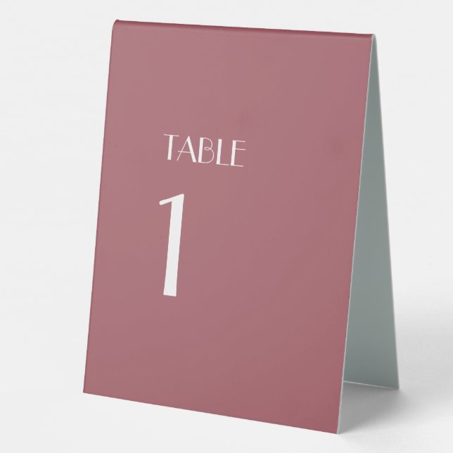 Rose Garden | Dark Rose Table Number Tent Sign (Back)