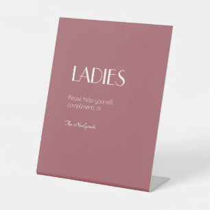 Rose Garden   Dark Rose Wedding Ladies Bathroom Pedestal Sign