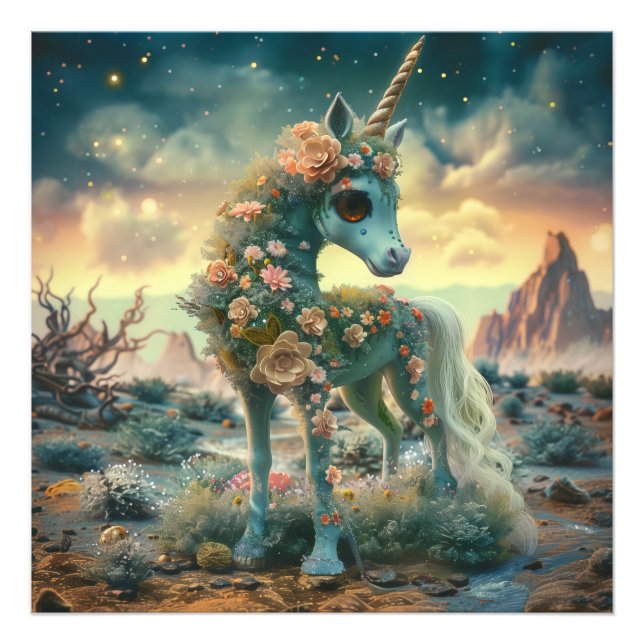 Rose Garden Desert Unicorn Photo Print (Front)