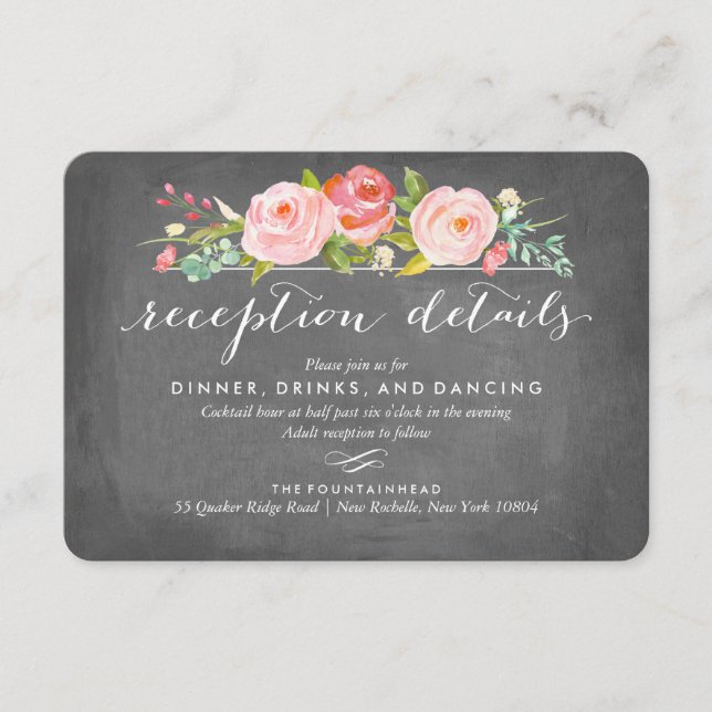 Rose Garden Double-Sided Accommodation Reception Enclosure Card (Front)