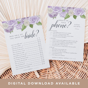 Rosé Garden Double-Sided Bridal Shower Game Card