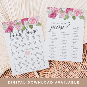 Rosé Garden Double-Sided Bridal Shower Game Invitation
