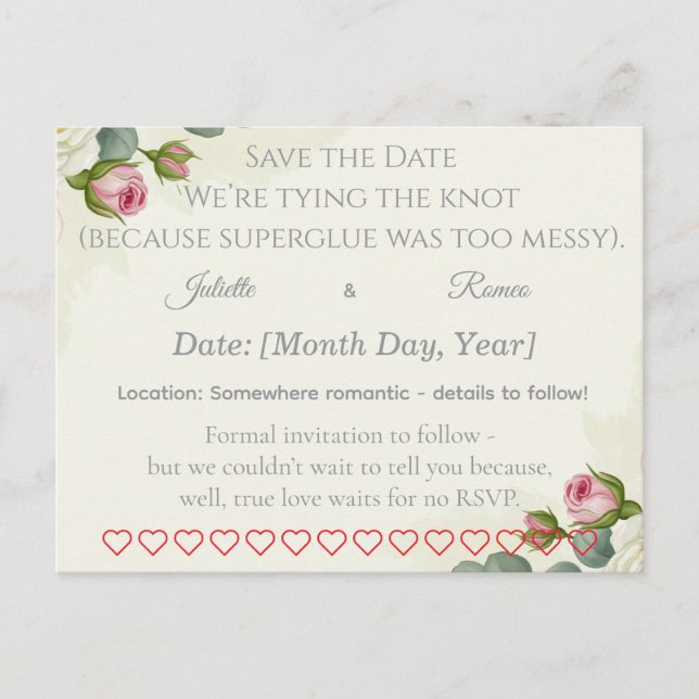 Rose Garden Elegance Save the Date Card  (Front)