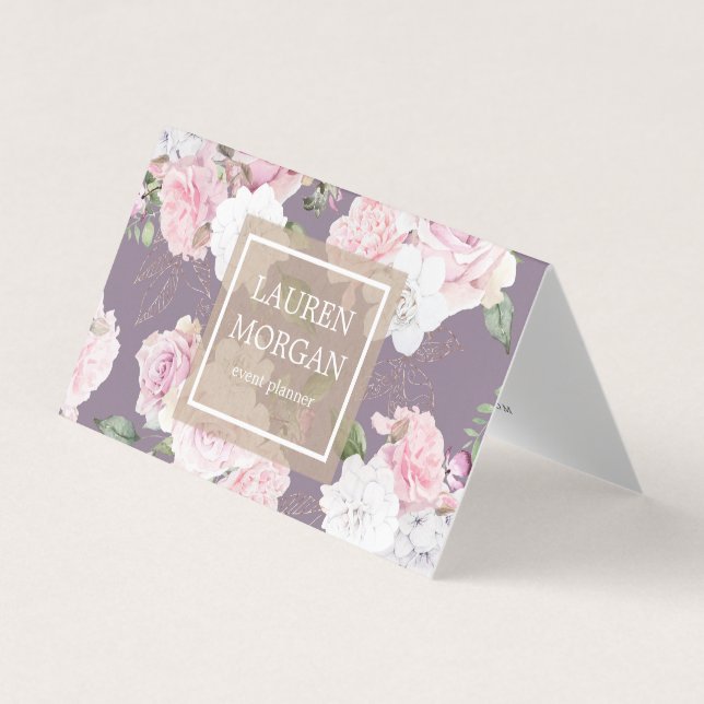 rose garden elegant floral folded business card (Front)