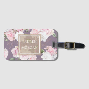rose garden elegant floral luggage tag