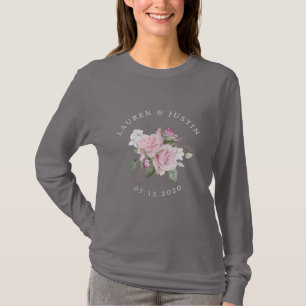 rose garden elegant floral monogram wedding T-Shirt