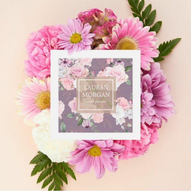 rose garden elegant floral square business card (Creator Uploaded)