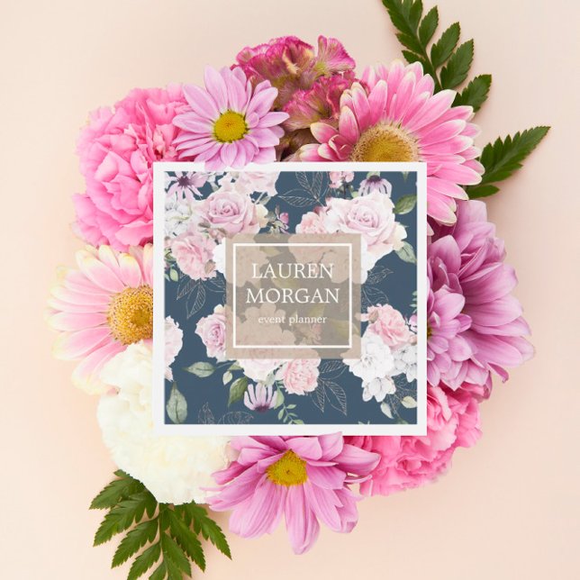 rose garden elegant floral square business card (Creator Uploaded)