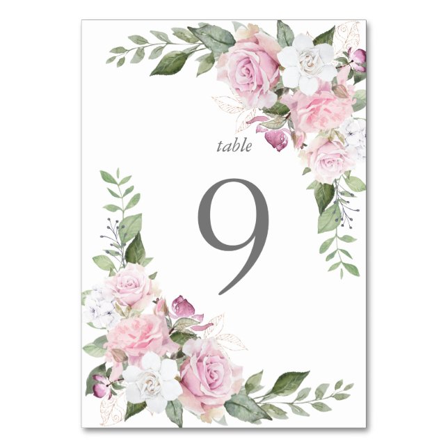 Rose Garden elegant floral Table Card (Front)