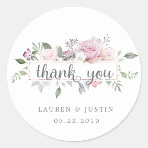 Rose Garden elegant floral Thank You Sticker