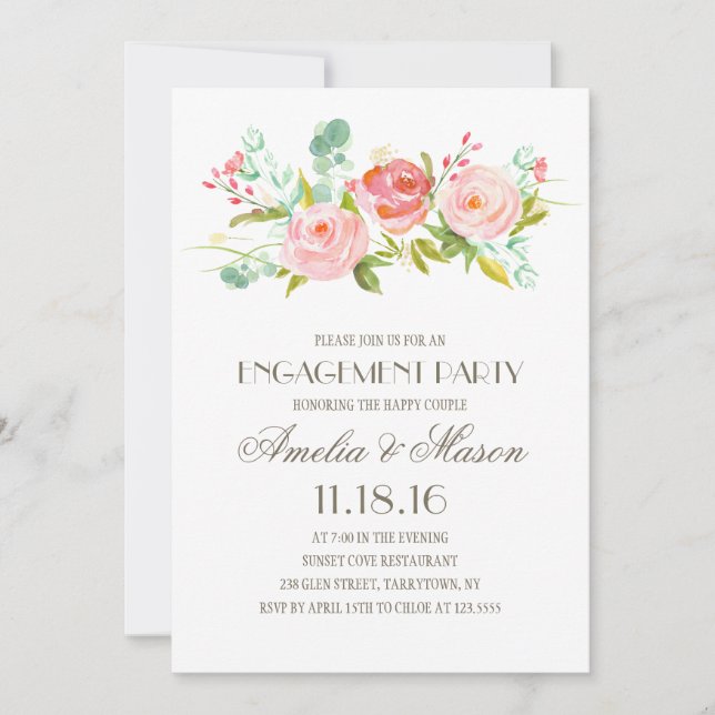 Rose Garden | Engagement Party Invitation (Front)