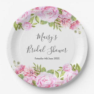 Rose Garden Floral Bridal Shower Paper Plate