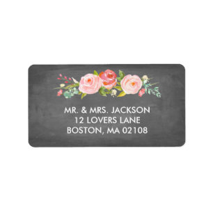 Rose Garden Floral Chalkboard Address Label