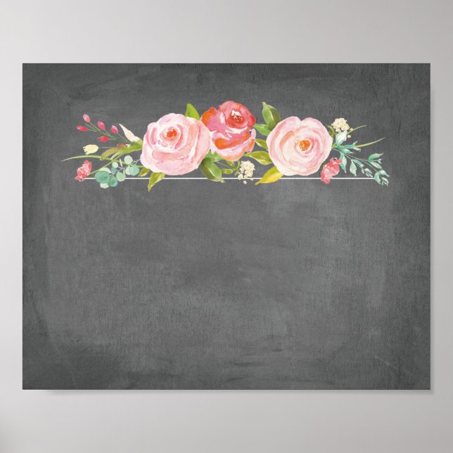 Rose Garden Floral Chalkboard Blank Sign (Front)