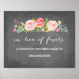 Rose Garden Floral Chalkboard in lieu of Favours Poster