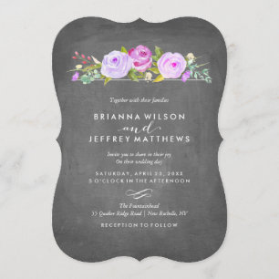 Rose Garden Floral Chalkboard Wedding Invitation