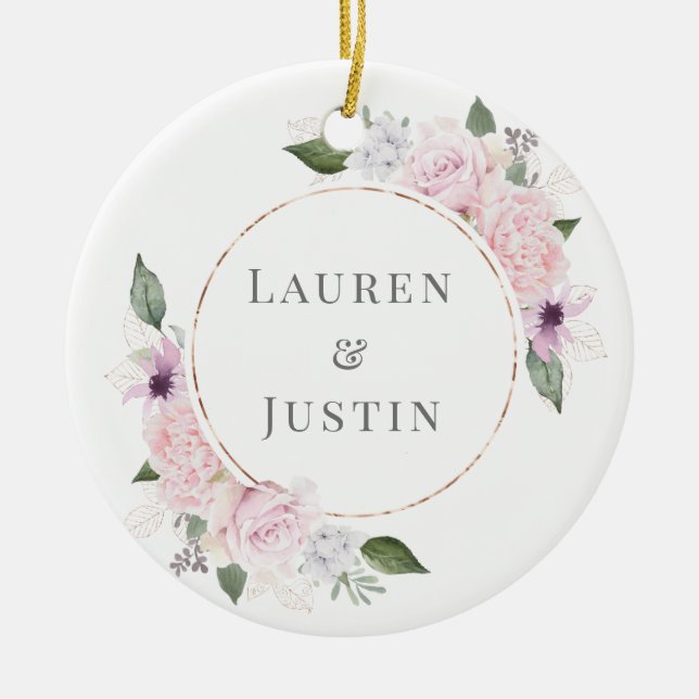 rose garden floral photo wedding ceramic tree decoration (Front)